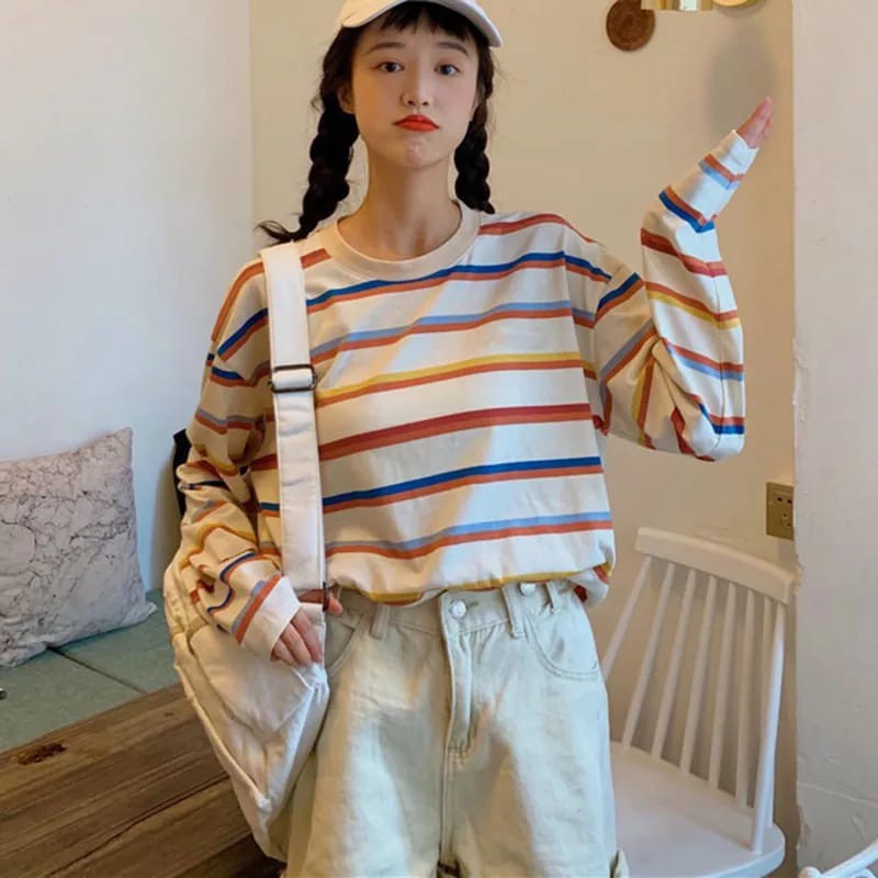 Bess - Kaos Salur Oversize RAINBOW MORENA / Kaos Oversize RAINBOW MORENA White