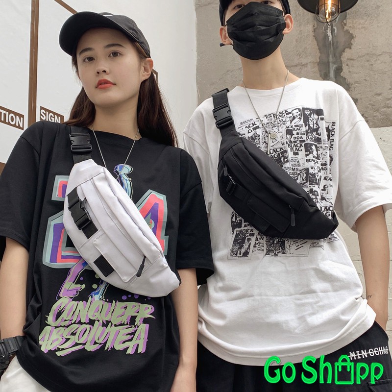 Waist Bag Unisex Kanvas Import High Quality - Waistbag Couple - Tas Pinggang Import Murah [WB05]