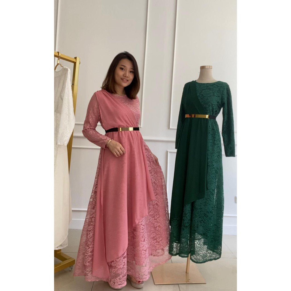 8175# dress,fashion muslim,fashion,maxi,muslim,maxi brukat+FREE BELT BESI