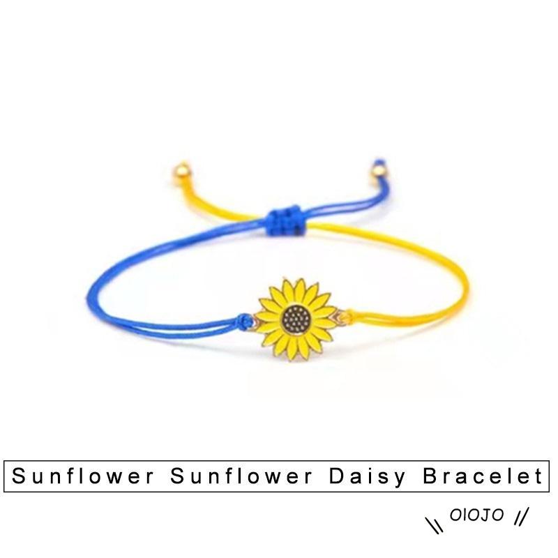 Gelang Persahabatan Tali Lilin Biru Kuning Alloy Bunga Matahari Daisy - ol2