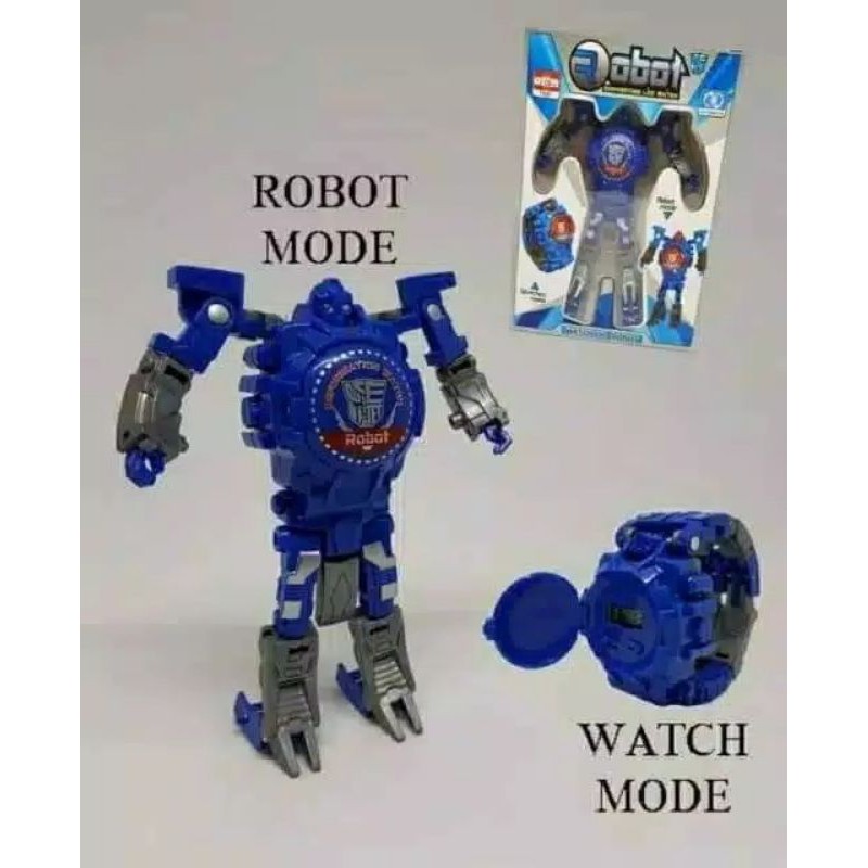 Jam tangan anak 2in1, Mainan robot jam tangan 2 in 1 Robot Transformers untuk Anak Laki-laki