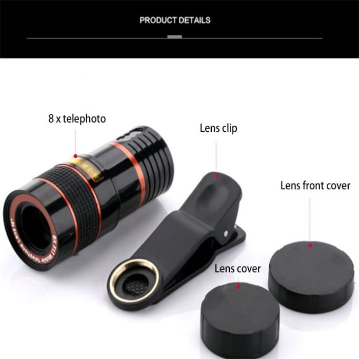 TBI Telezoom 8x Universal Clip Lense for Android IOS