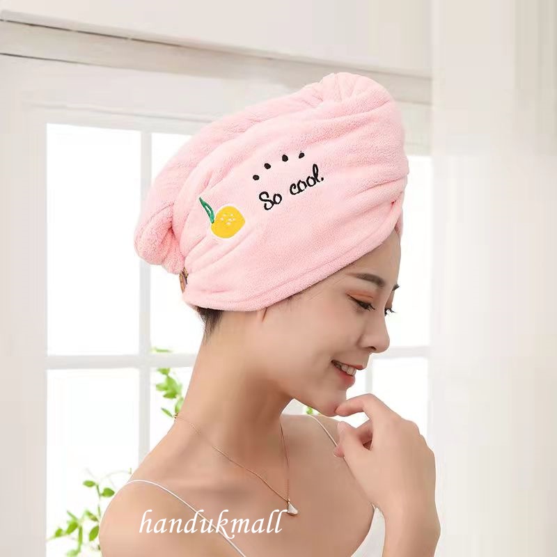 Handukmall Handuk Keramas Handuk Turban Microbulu Microfiber Handuk Rambut Turban Perlengkapan Kamar Mandi Praktis Berkualitas Daya Serap Tinggi