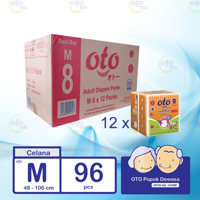 OTO Popok Dewasa PANTS Adult Diapers Celana uk M 8 pcs x 12 (96pcs)