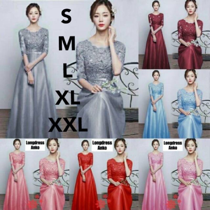 LD ANKO/LONG DRESS WANITA/PESTA DRESS SERAGAM ACARA ( S M L XL XXL )