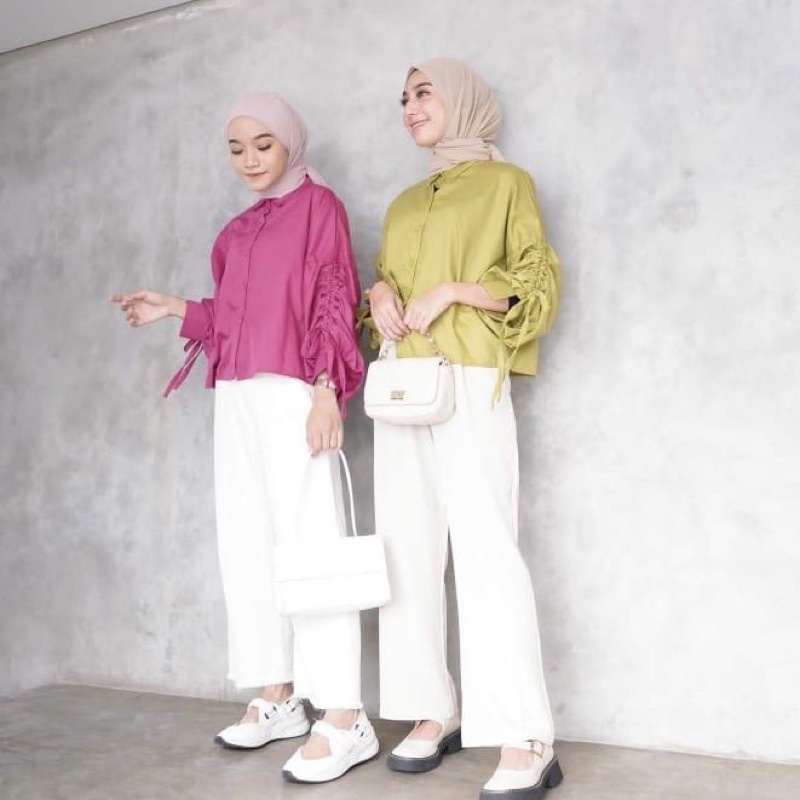 RD FASHION - Monic Top Blouse Serut / LUNAMAYA  / Lora / Semi Crop / Rona Kemeja / Lana / Locana / Atasan Wanita Selebgram