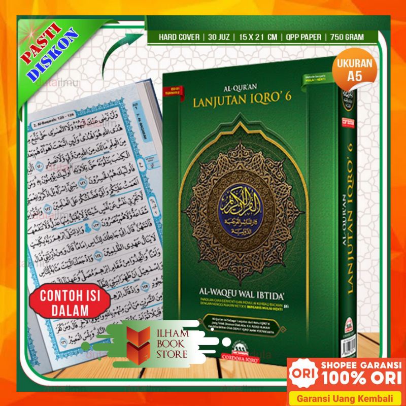 A5 | Al Quran Lanjutan Iqro 6 A5 HC Cordoba | Al Waqfu Wal Ibtida Metode Bergaris Mulai berhenti | A