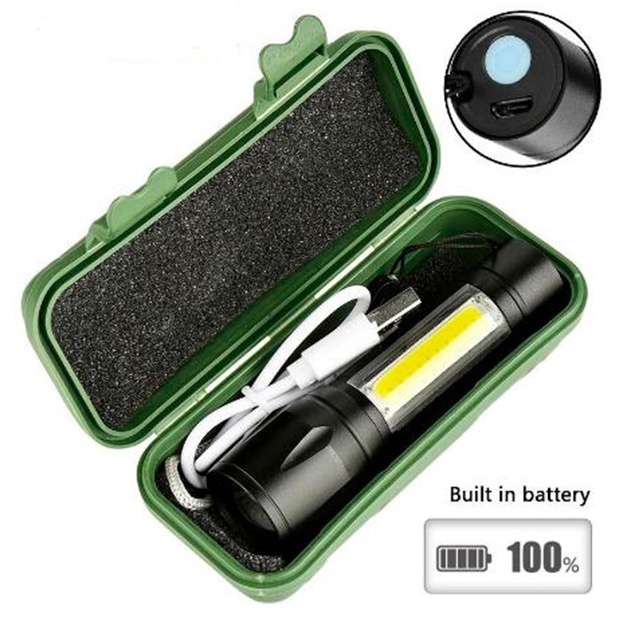 senter LED Albinaly Senter LED USB Rechargeable Q5 + COB 2300 Lumens