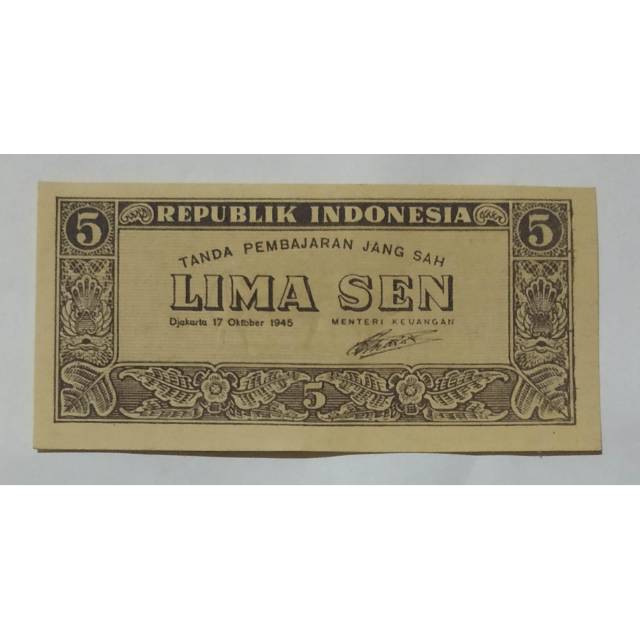 Uang kuno 5 sen kecil uang asli oeang republik indonesia tahun 1945 uang ori indonesia