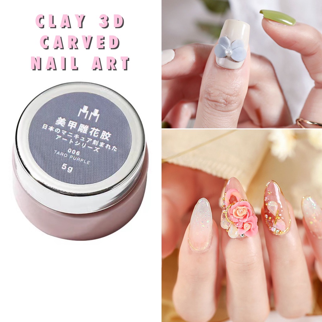 4D carved gel nail art / carving gel white / clay timbul 4d