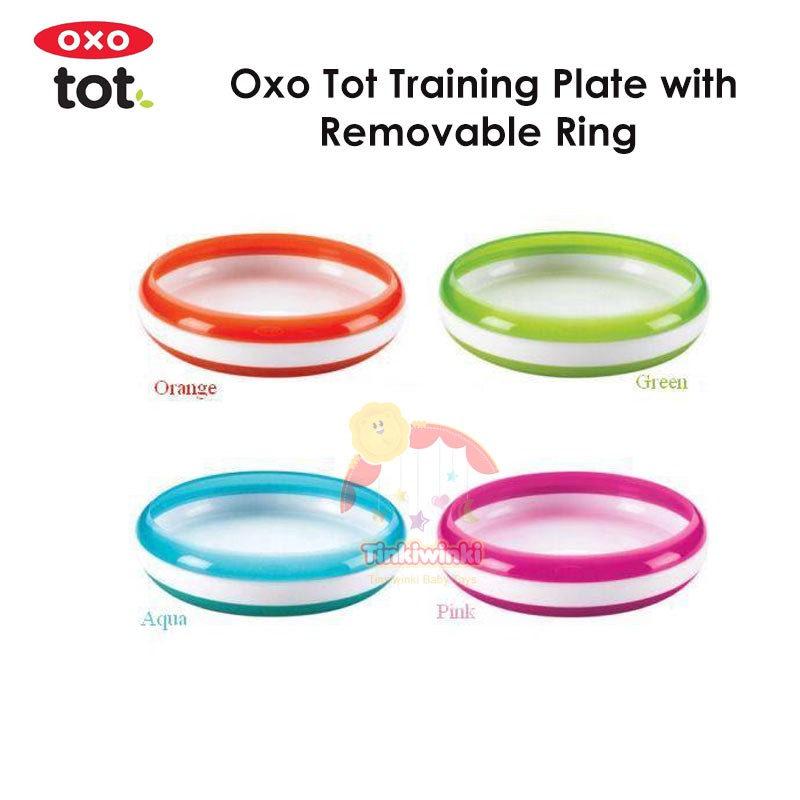 Oxo Tot Training Plate with Removable Ring (pink, green, aqua)