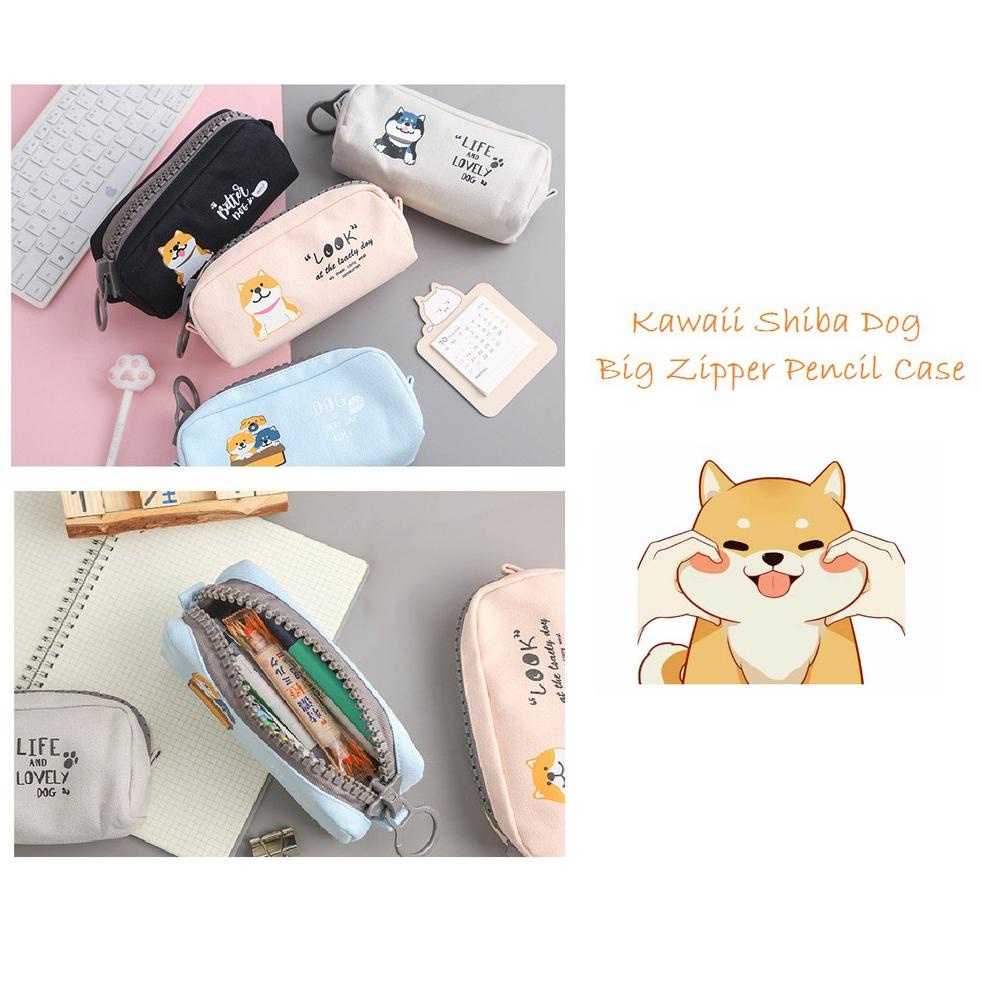 

[KODE PRODUK HIEOV8372] Ennwen TP0046 Kawaii Shiba Dog Big Zipper Large Pencil Case / Tempat Pensil