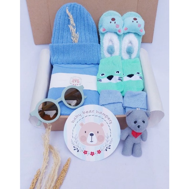 BB1 -  Hampers Bayi / Baby Hampers / Newborn Baby Gift Set / Baby Gift / Kado Bayi / Kado Lahiran / Kado Anak lahir / kado anak / hadiah kelahiran-Trendy bear blue