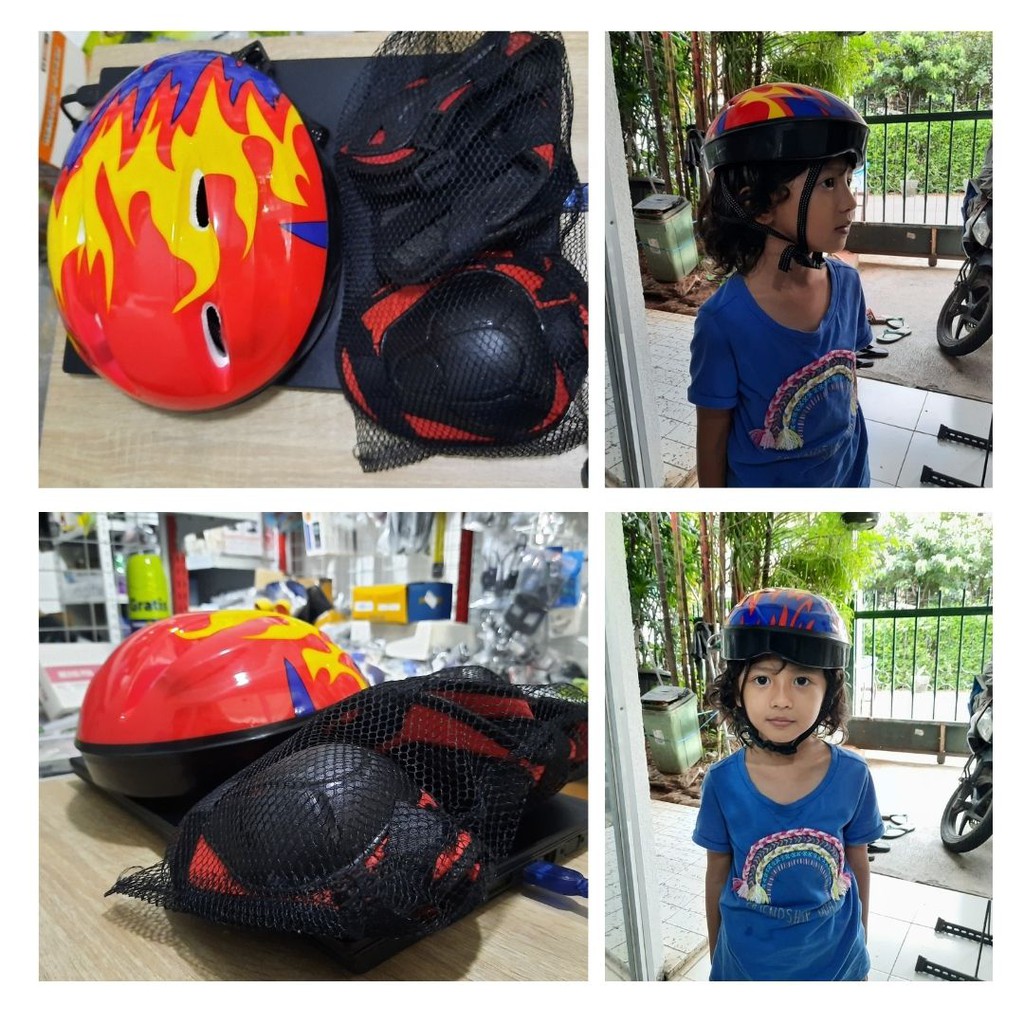 Paket Helm Deker Pelindung Lutut Siku Anak Sepeda Sepatu Roda 113121