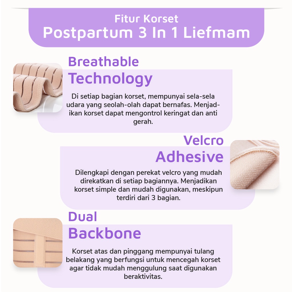 [XL-3XL] Korset Postpartum 3 in 1 Liefmam (Zaraya) - Korset Peramping Pasca Melahirkan