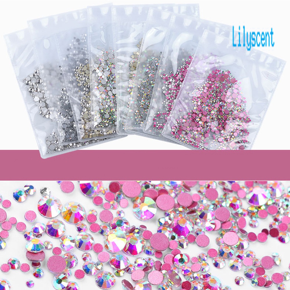 Lily 1440Pcs Manik-Manik Glitter Berlian Imitasi 3D Untuk Dekorasi Nail Art / Manicure DIY