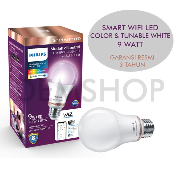 Philips Lampu Smart WiFi Color LED 9W - Color and Tunable White Lamp ( LAMPU TIKTOK WARNA WARNI )