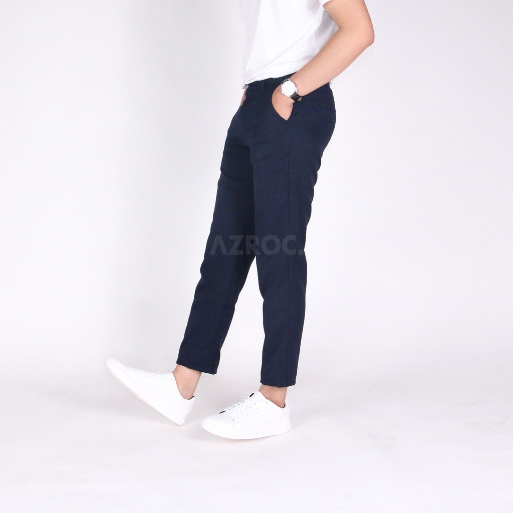 ANKLE PANTS PRIA CELANA BAHAN KERJA KANTOR SLIMFIT STYLE KOREA KEKINIAN | NAVY