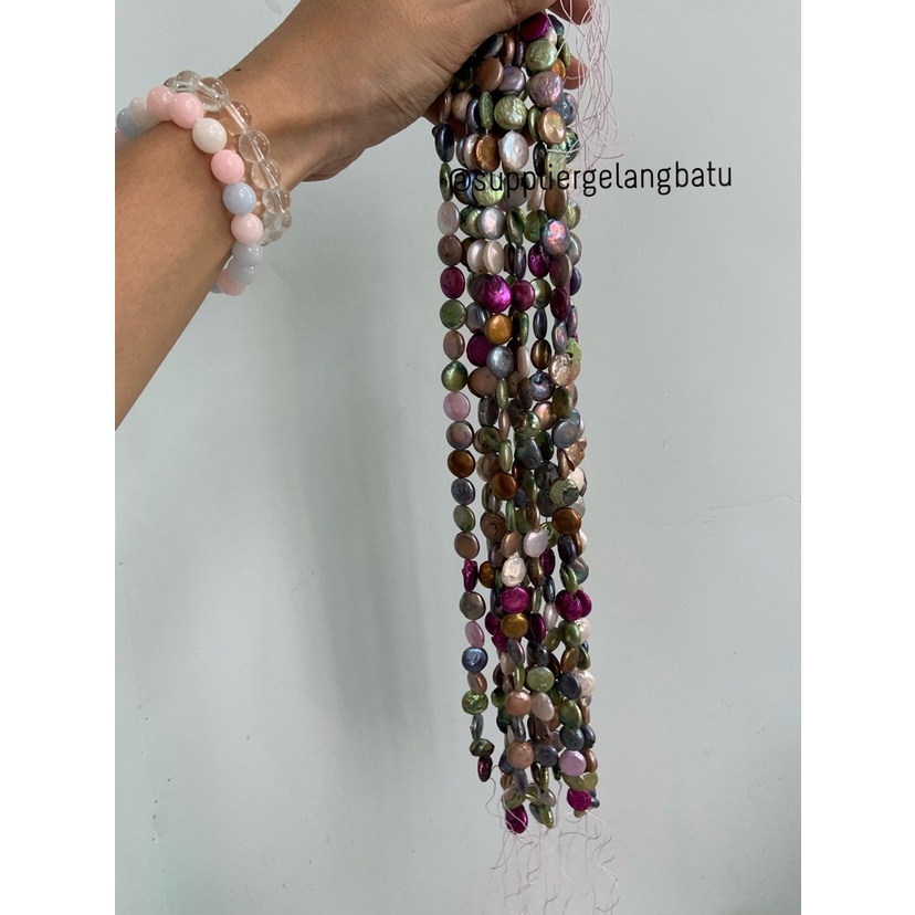 Mutiara KOIN MULTICOLOUR 12mm Air Tawar Barok Bulat PANCAWARNA pearl