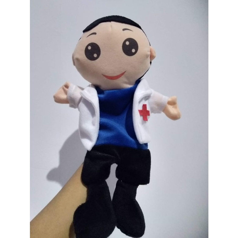 Boneka Tangan Hand puppet Dongeng Karakter Profesi Dokter Polisi Pemadam Pilot Petani Koki