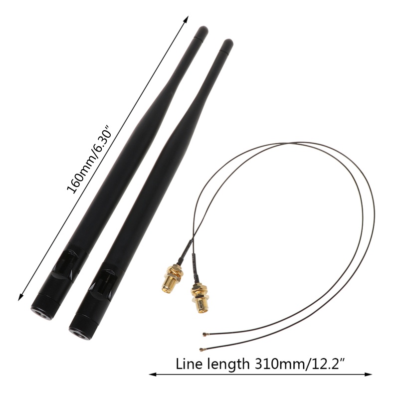 Cre 2x 6dBi for M.2 IPEX MHF4 Kabel U.fl to RP-SMA Wifi Antena Set Kabel Sinyal