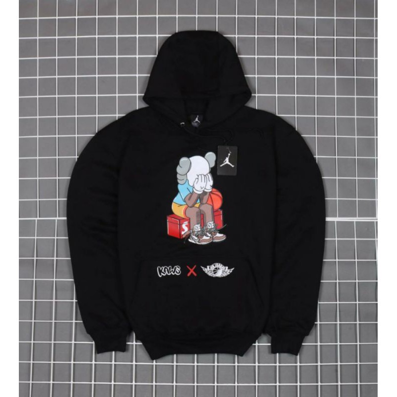 SWEATER HOODIE AIR JORDAN KAWS HITAM PREMIUM UNISEX CEWEK COWOK TERLARIS