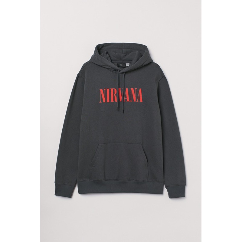 Hoodie H&M Nirvana Grey Font Red