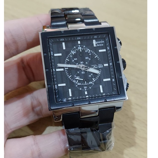 JAM TANGAN PRIA ALEXANDRE CHRISTIE 6460 AC6460 SILVER BLACK ORIGINAL