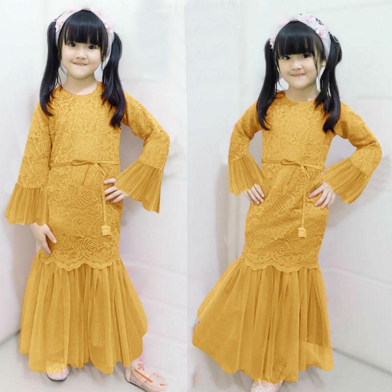 BAJU DRESS GAMIS ANAK KIDS BROKAT BRUKAT PESTA KONDANGAN UMROH RENDA MAXI MAXY IMPORT ANAK WANITA MU