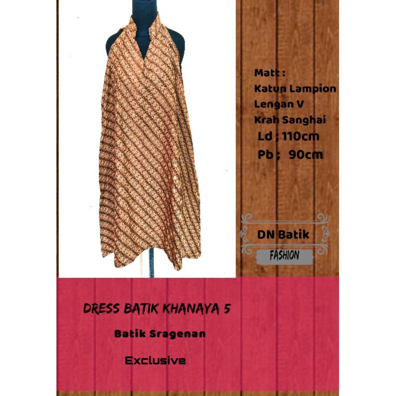 Dress Batik Wanita - Batik Sragenan Premium - Batik Khanaya 05 - Batik Kantor