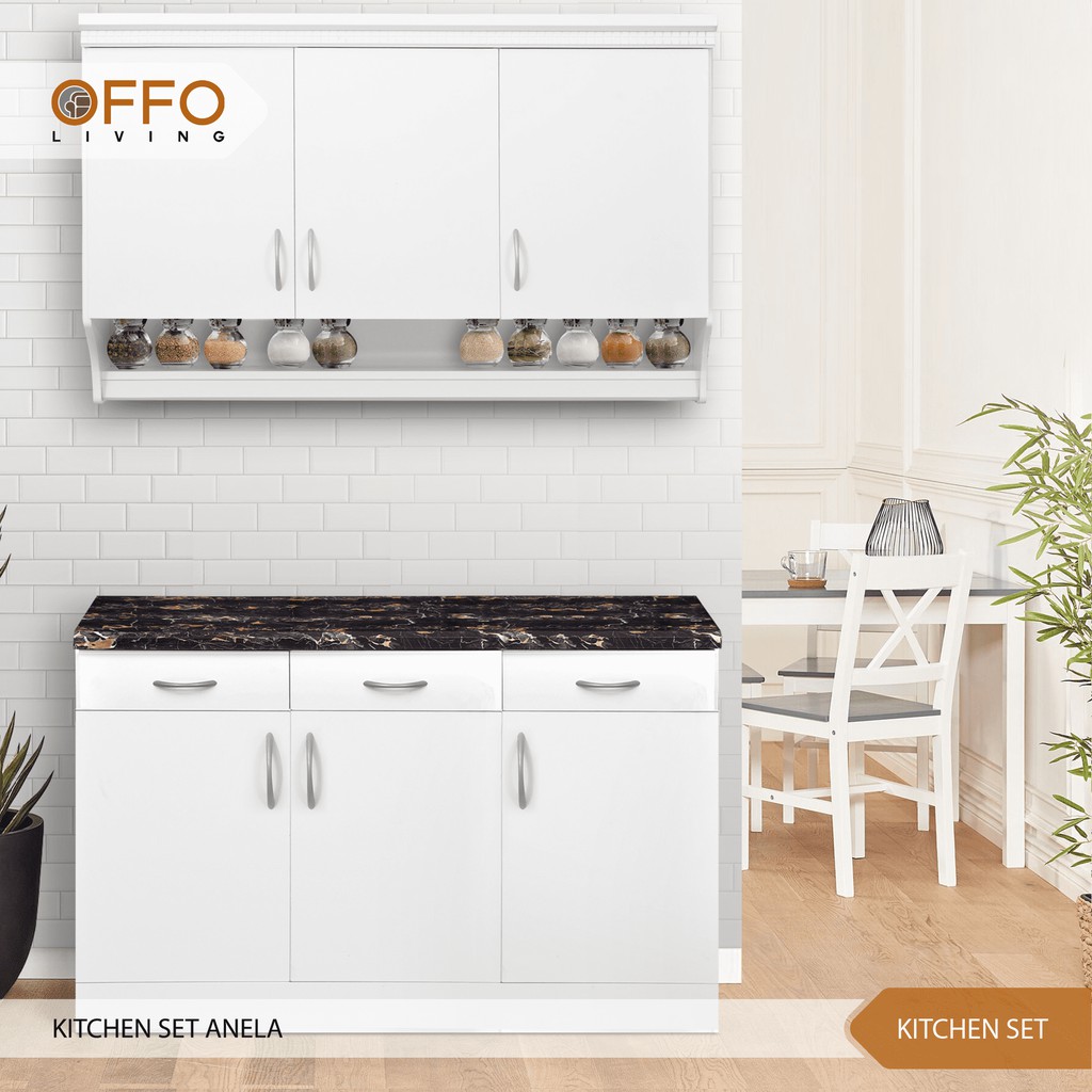 Offo Living - Kitchen Set Lemari Dapur Pintu Body Putih 3 Pintu 5610 C