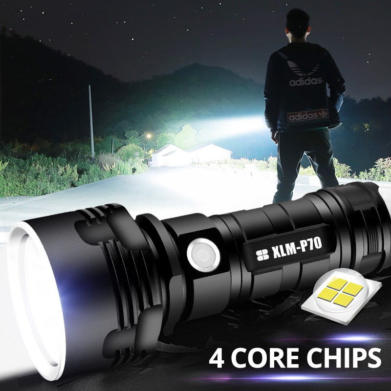 taffLED Senter LED USB Rechargeable P70 XHP50 50W 1000 Lumens with 26650 Battery - XLMP70 - Black - 7RFL1NBK