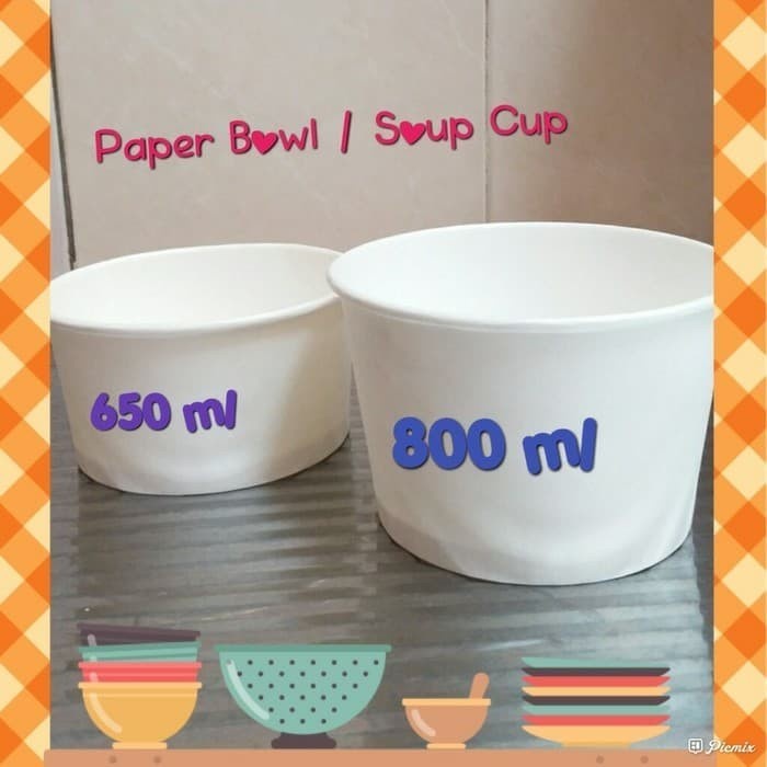 Paper Bowl 650ml mangkuk kertas tahan panas microwave Body + tutup