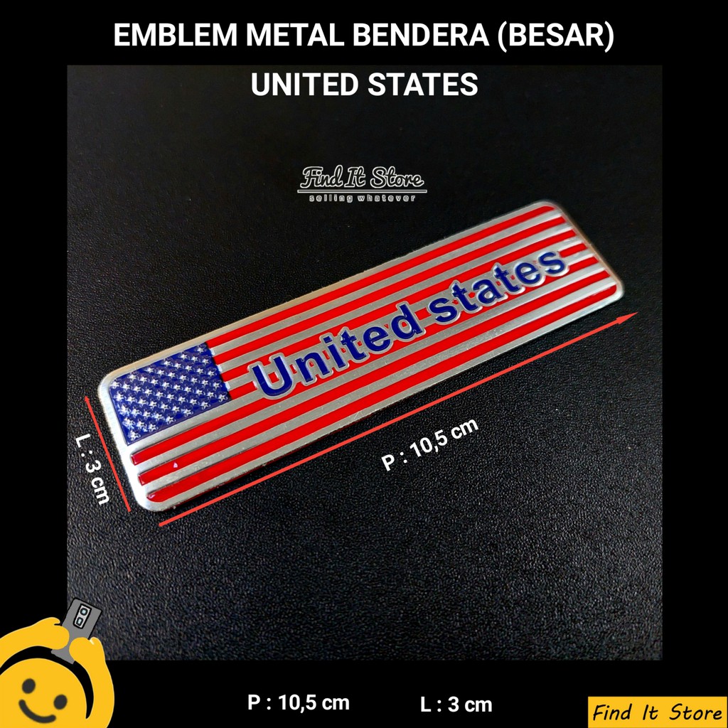 Emblem 3D Aluminium Bendera Negara | Country Flag Emblem Besar Kecil | Metal