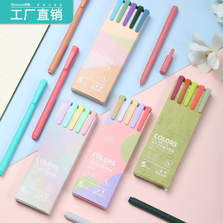 

Colorful Tube Needle Point Gel Ink Pen Set 5Pc [Creativ]