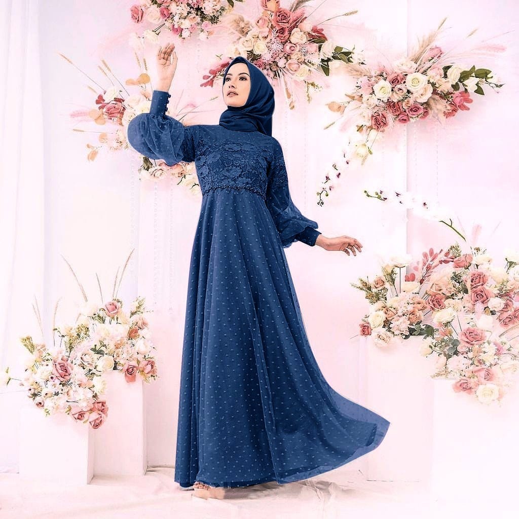 COD☑️Pakaian Gamis Terbaru/Maxi Selina Dress (3SIZE)/Gamis Tutu Tille Dot/Inah Dress Brokat Tile Dot/Pakaian Muslim tille Dot/Pakaian Pesta/Good Quality