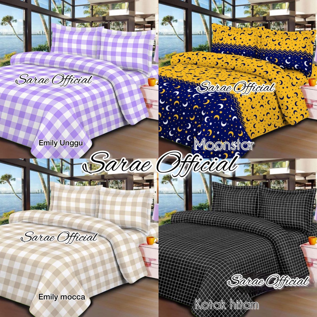 SARAE OFFICIAL - Bedcover Polos combine Sprei 90x200 160x200 180x200 200x200 Terlaris homemade