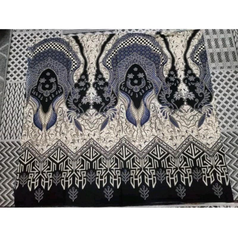 kain batik katun print motif cantik abu tua