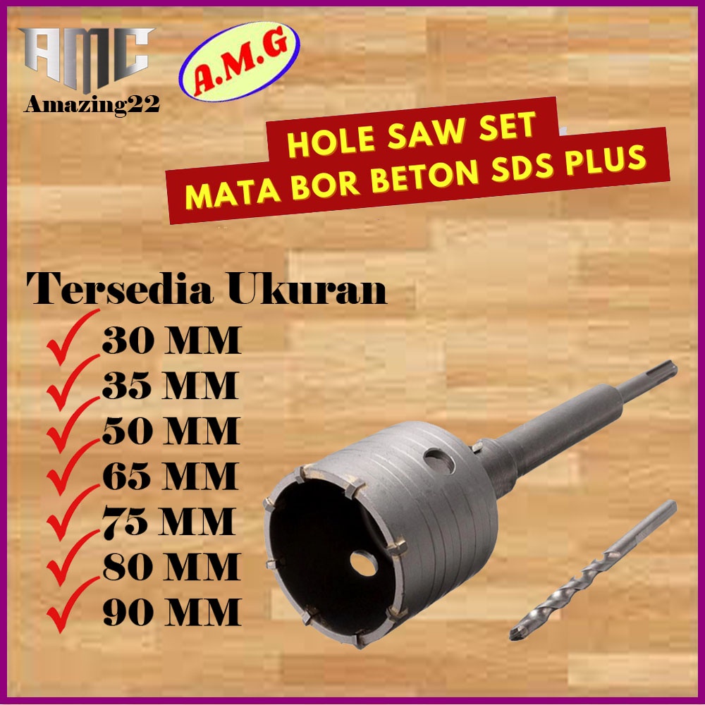 [SET] Mata Bor Hole Saw Pelubang Beton Tembok Pipa AC Perkakas Alat Pertukangan 50 65 75 80 MM Set