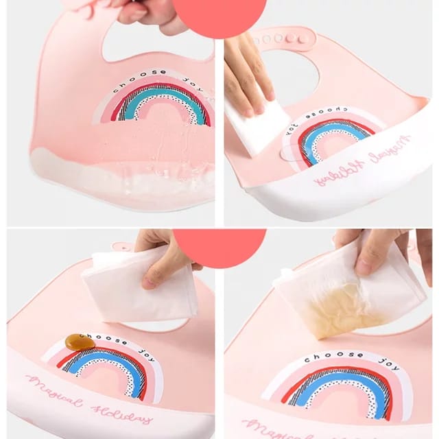 Celemek makan bayi silikon / Slabber bayi silikon / Bib baby waterproof silicone