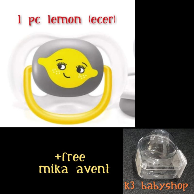 Empeng Avent Night Time Soother 6 - 18m Star Pacifier Dot bayi-1 pc LEMON (ecer)