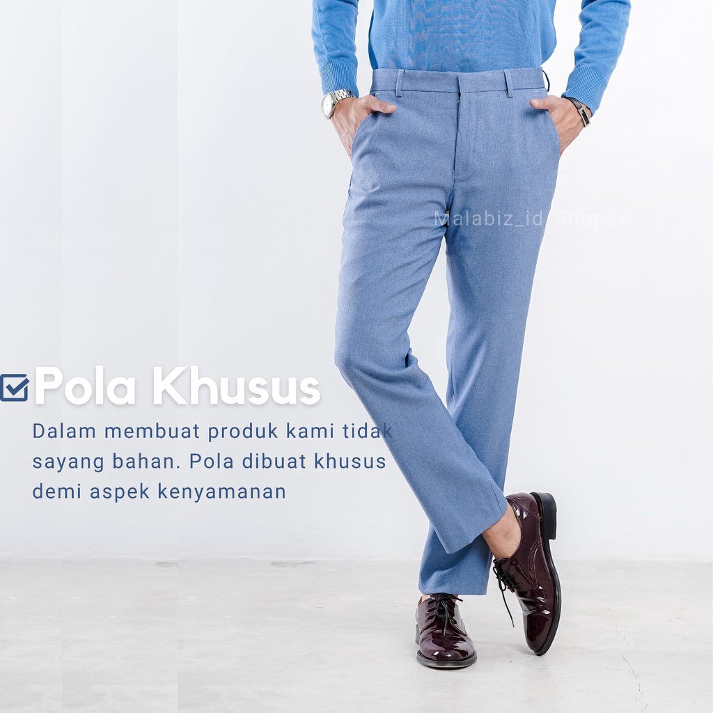 SEVEN SEAS - Celana Formal Modern Slim Fit Untuk Cassual dan Bisnis Warna Soft Blue