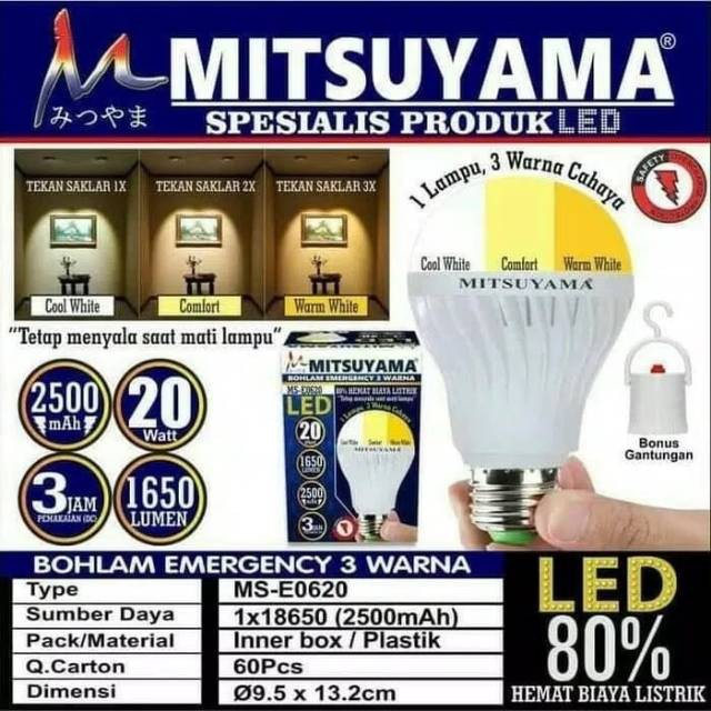 Bohlam Emergency 20 Watt 3 Warna / Lampu Sentuh Nyala / Magic MS-E0620