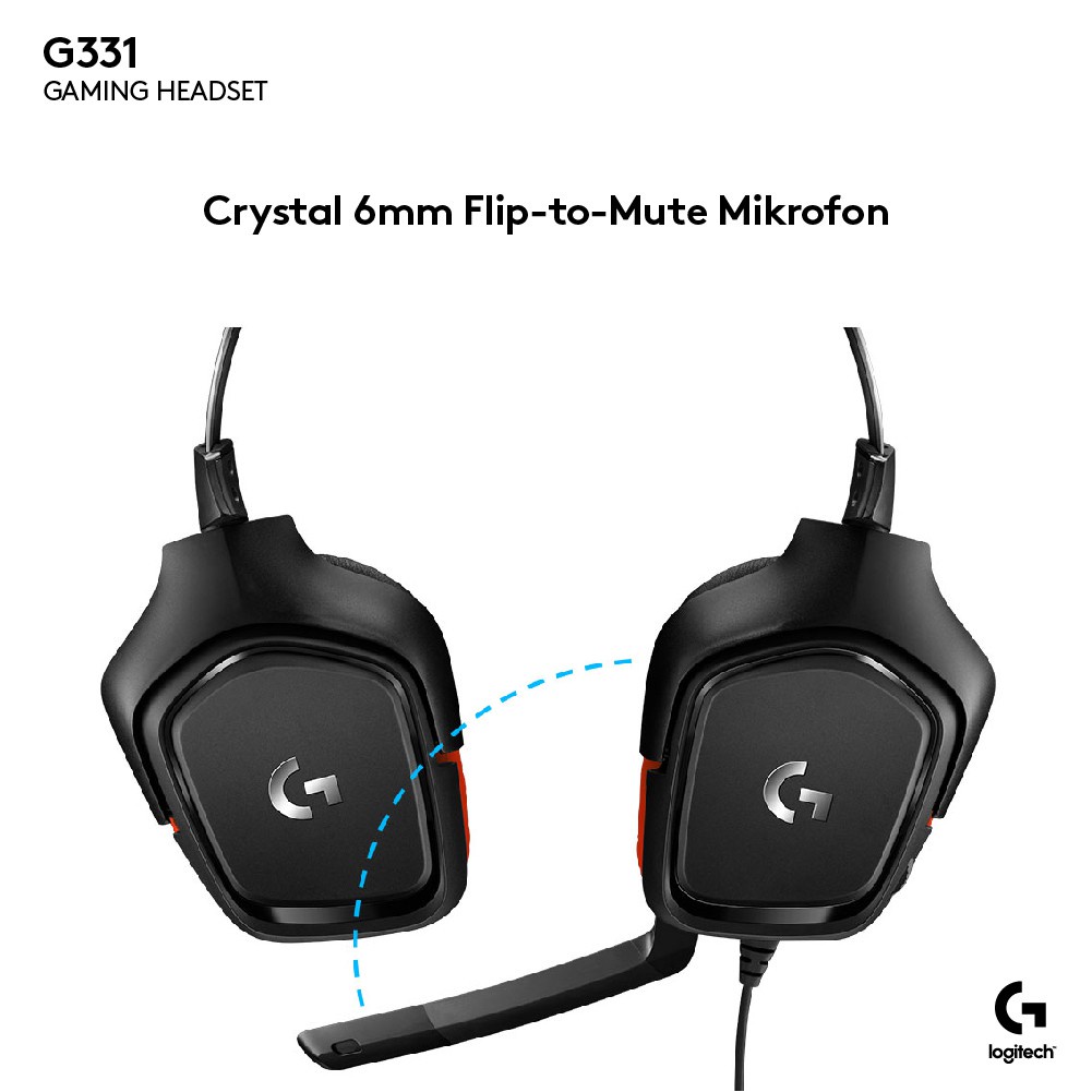 Logitech G331 Headset Gaming Stereo Flip to Mute Mic Garansi Resmi