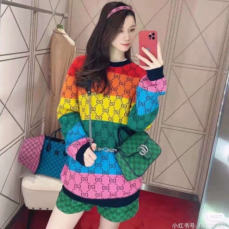 SWEATER RAJUT WANITA KOREA /RAINBOW SWEATER/ SWITER RAJUT WANITA KEKINIAN/ ATASAN RAJUT IMPORT PREMI
