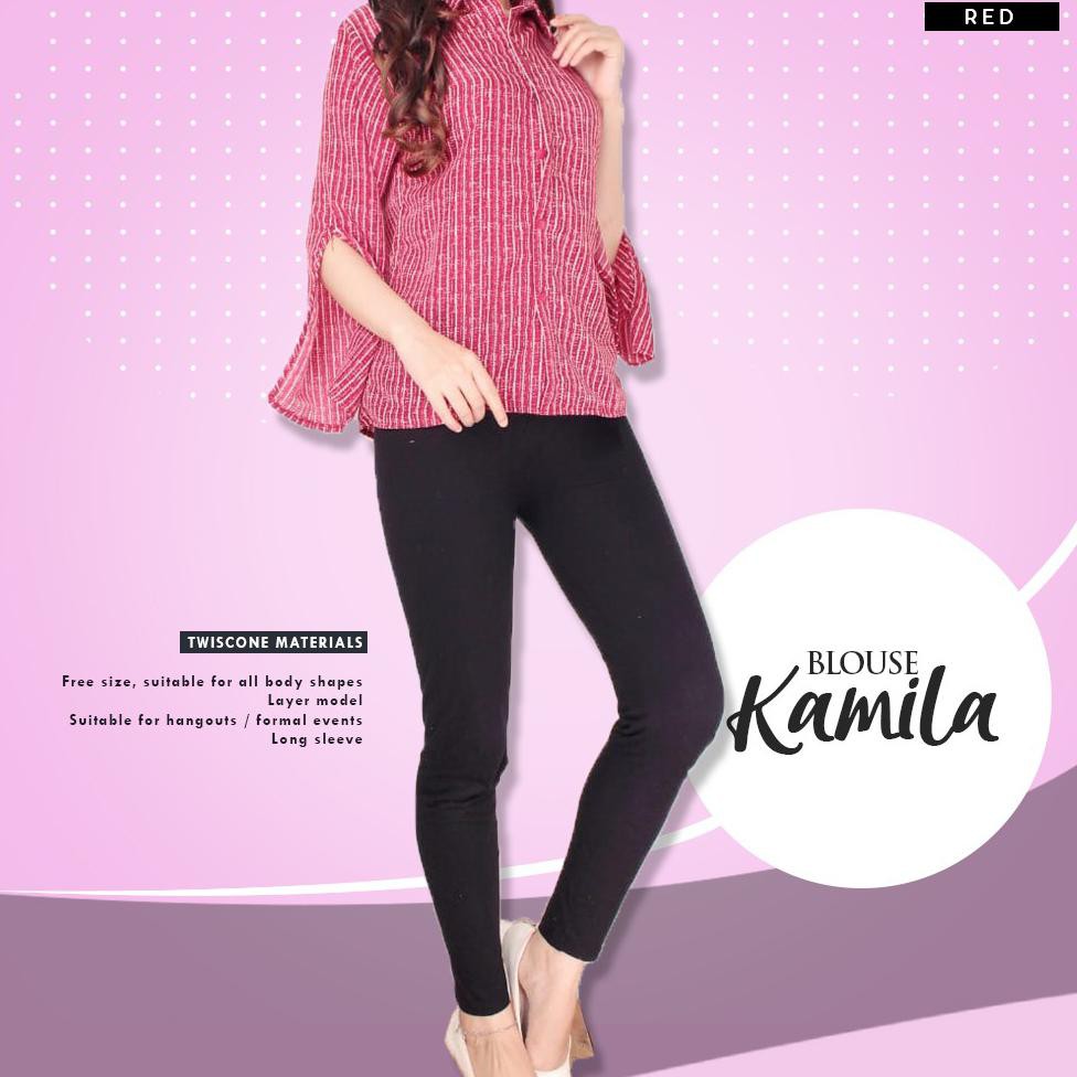 HEM SHAKIRA BLOUSE WANITA KANTORAN POLOS BLUS MOTIF GARIS GARIS PUTIH POLOS Glz,.