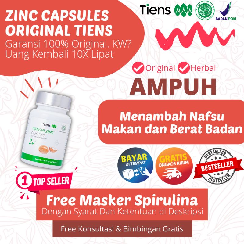 Jual (TERLARIS) ZINC CAPSULES ECERAN SUPLEMENT PENGGEMUK BADAN PENAMBAH