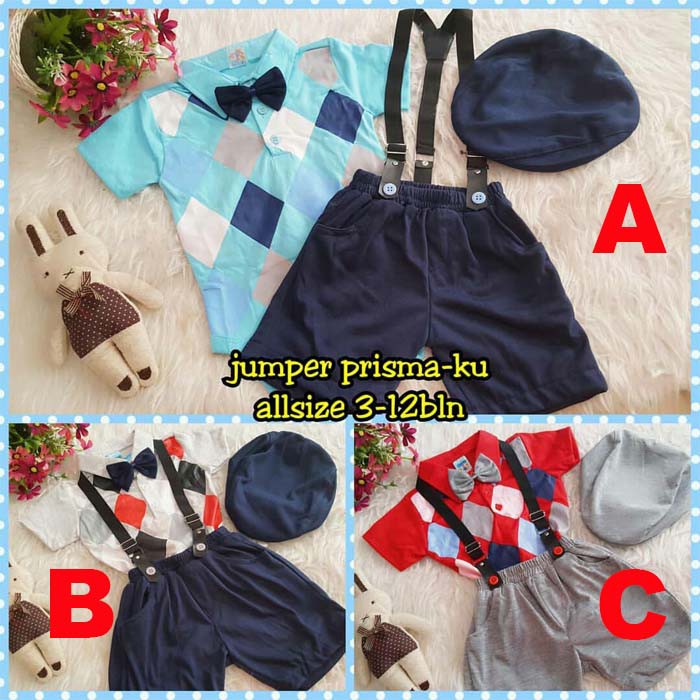 Baju Bayi Laki Laki Setelan Jumper Bayi Suspender Keren Wajik