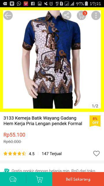 [best Seller] Kemeja Batik Pria Lengan Pendek Katun Hem Printing Cap Lengan Pendek Wahana [abu]