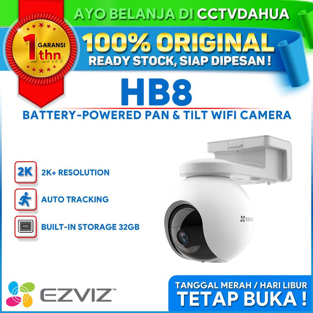 EZVIZ HB8 2K 4MP PAN &amp; TILT AUTO TRACKING BATTERY OUTDOOR WI-FI CAMERA